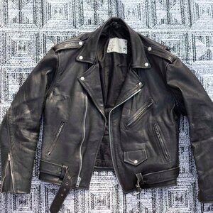 -44- PRESTIGE INTL Vintage 90s Leather Jacket | Motorcycle Biker | Mens Fashion